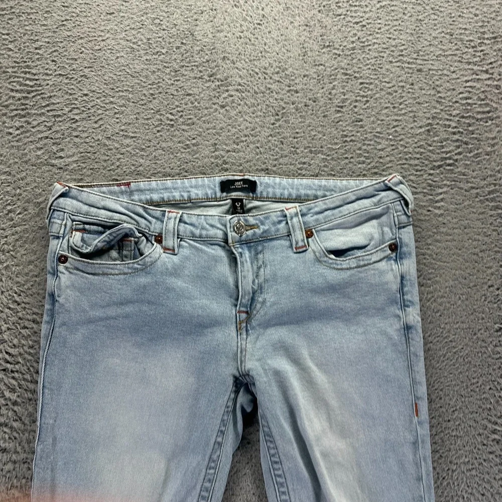 True Religion Joey Jeans 35x32 Blue Cotton Denim Flared Faded Stretch Distressed